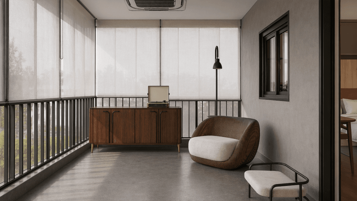 Varanda gourmet em render realista