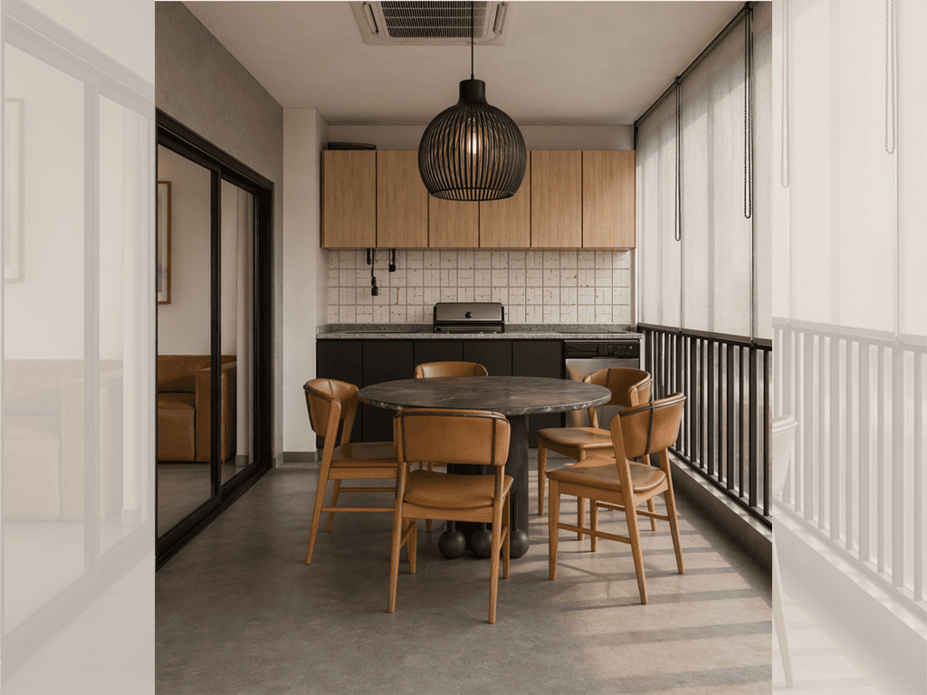 Jantar na varanda render realista