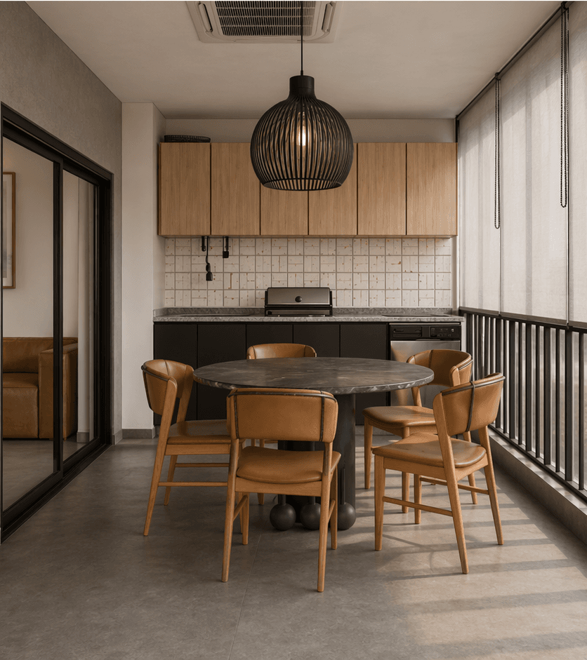 Jantar na varanda render realista