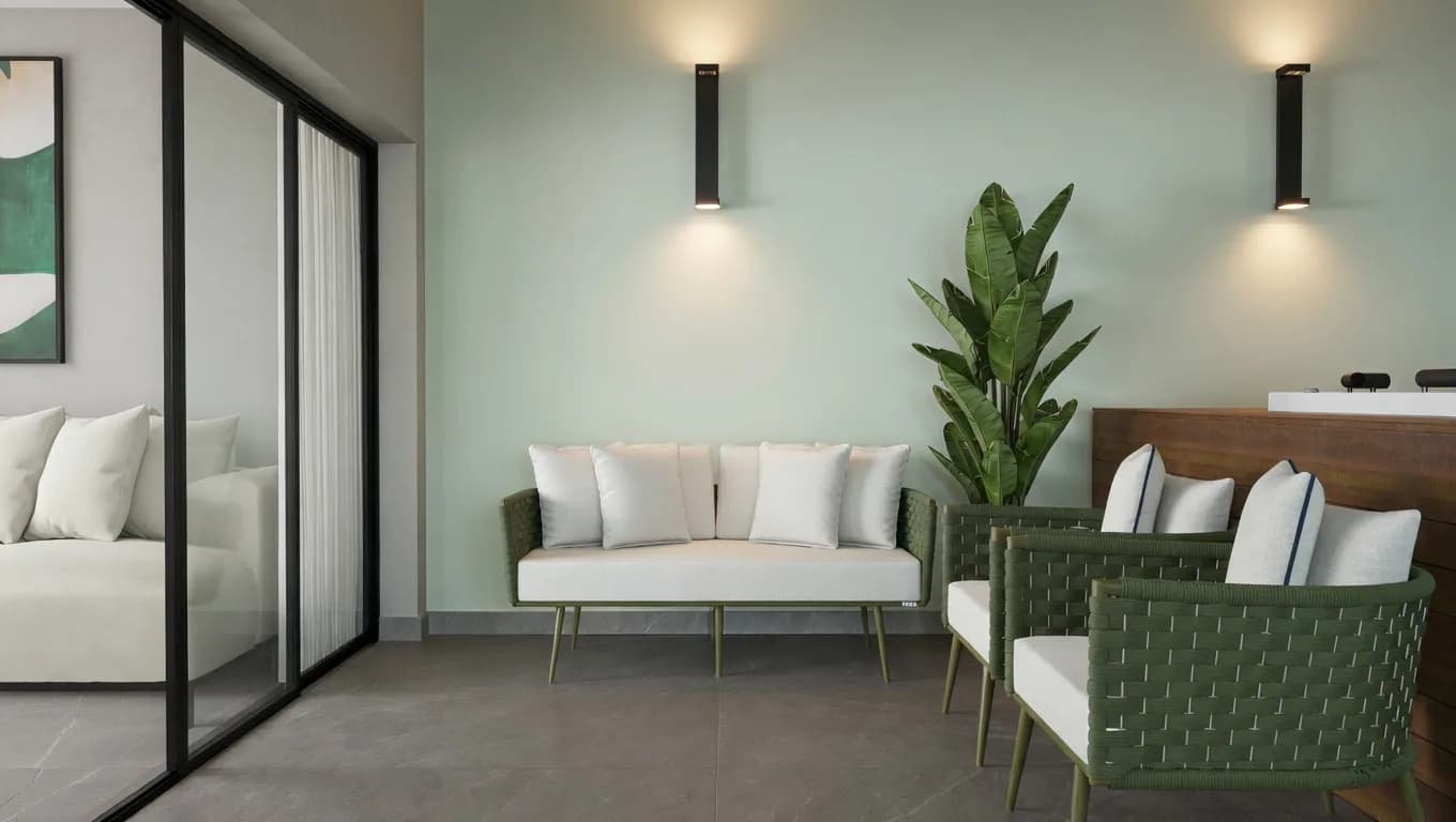 Integrated balcony photoreal render