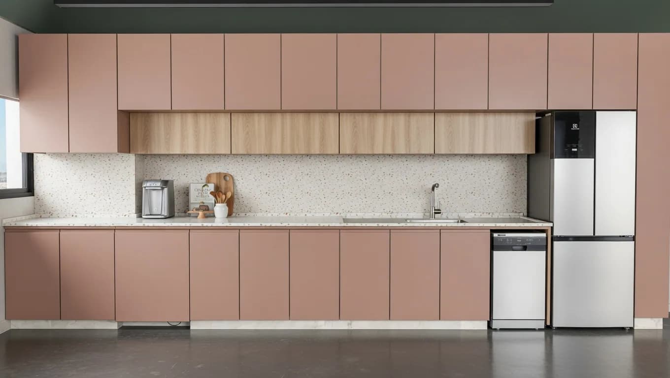 Linear kitchen photoreal render